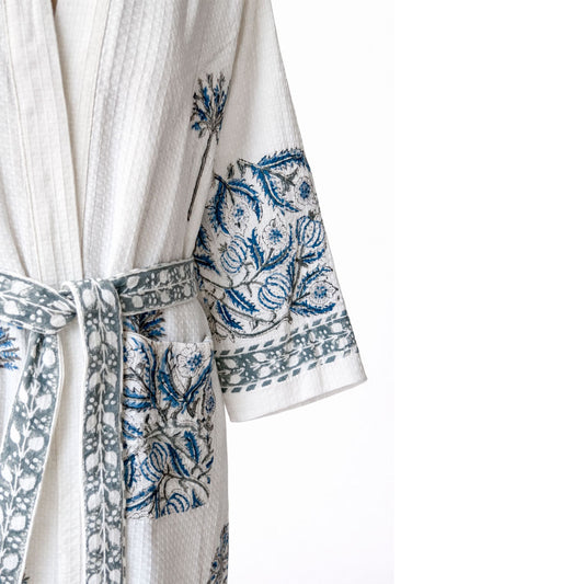Bathrobe Cielo Floral Celeste