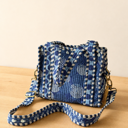 Mini Tote Azul con cierre