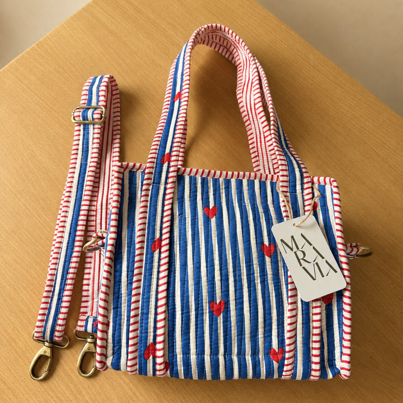 Mini Tote Corazones con cierre