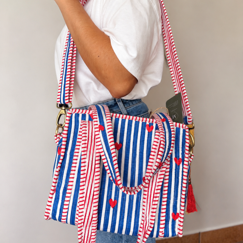 Mini Tote Corazones con cierre
