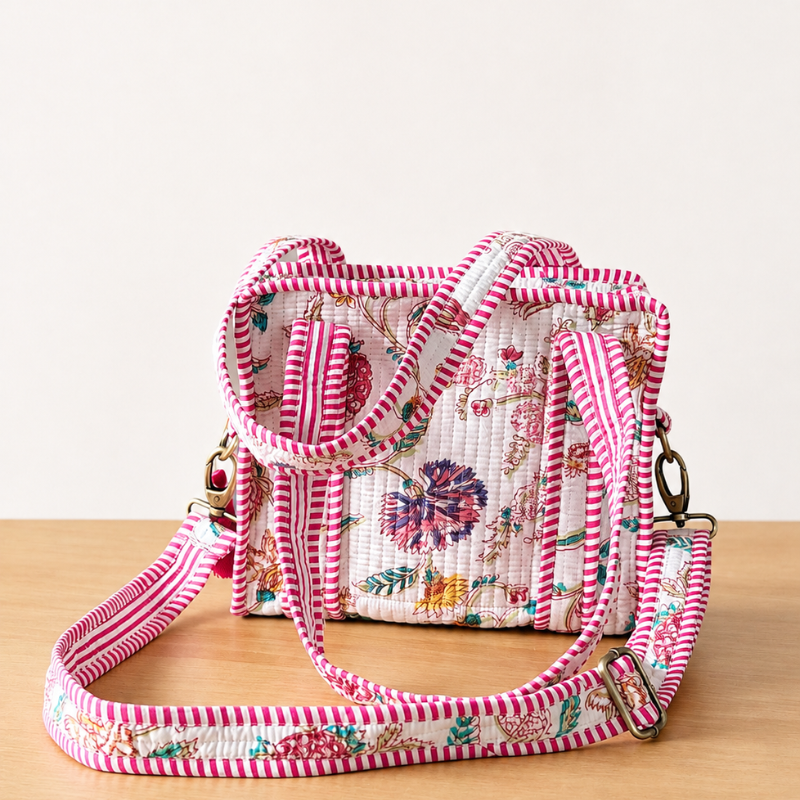 Mini Tote Flores Silvestres con cierre