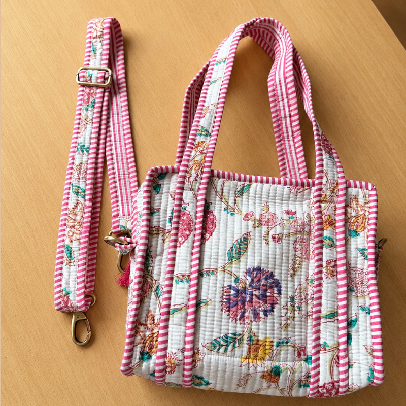 Mini Tote Flores Silvestres con cierre