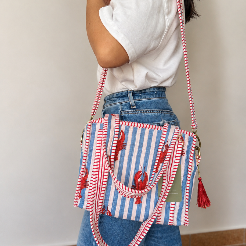 Mini Tote Langosta con cierre