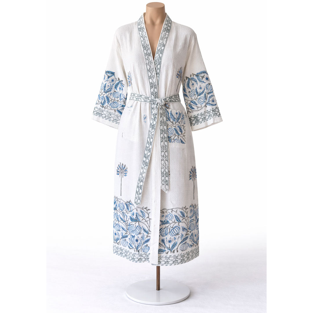 Bathrobe Cielo Floral Celeste