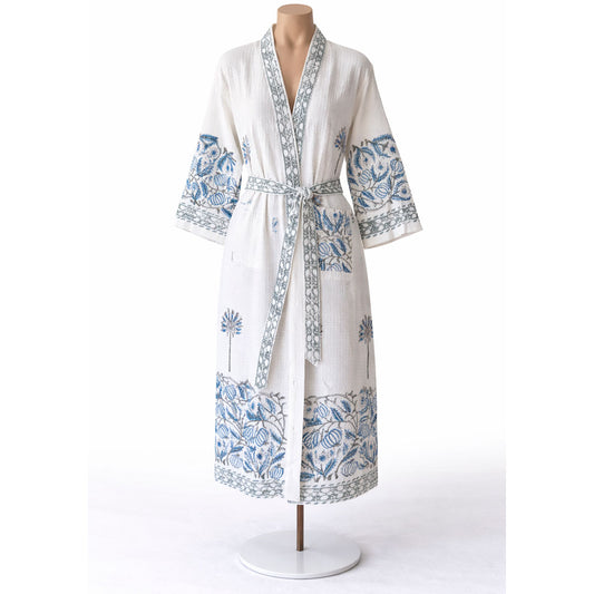 Bathrobe Cielo Floral Celeste