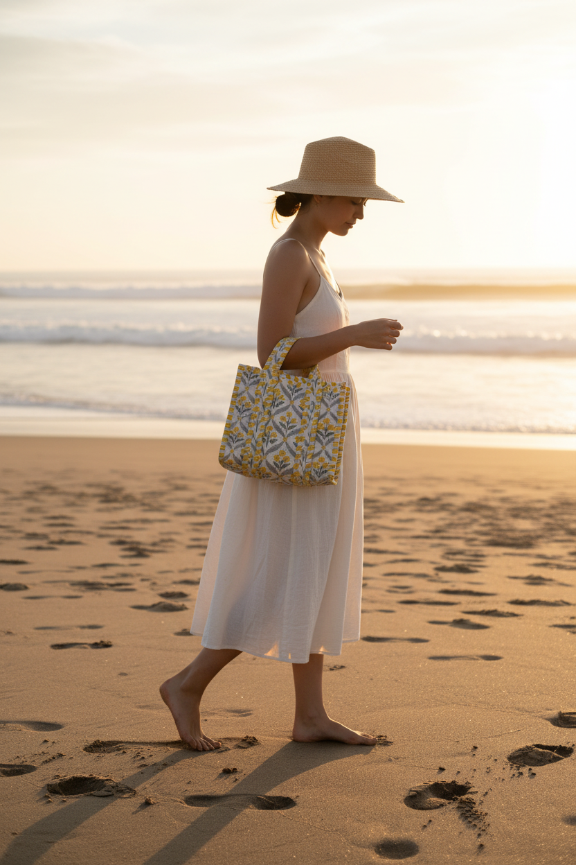 Mini Tote Clara lifestyle playa referencia real