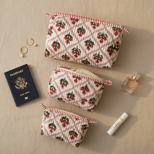 Neceser Rosita flat lay 3 unidades