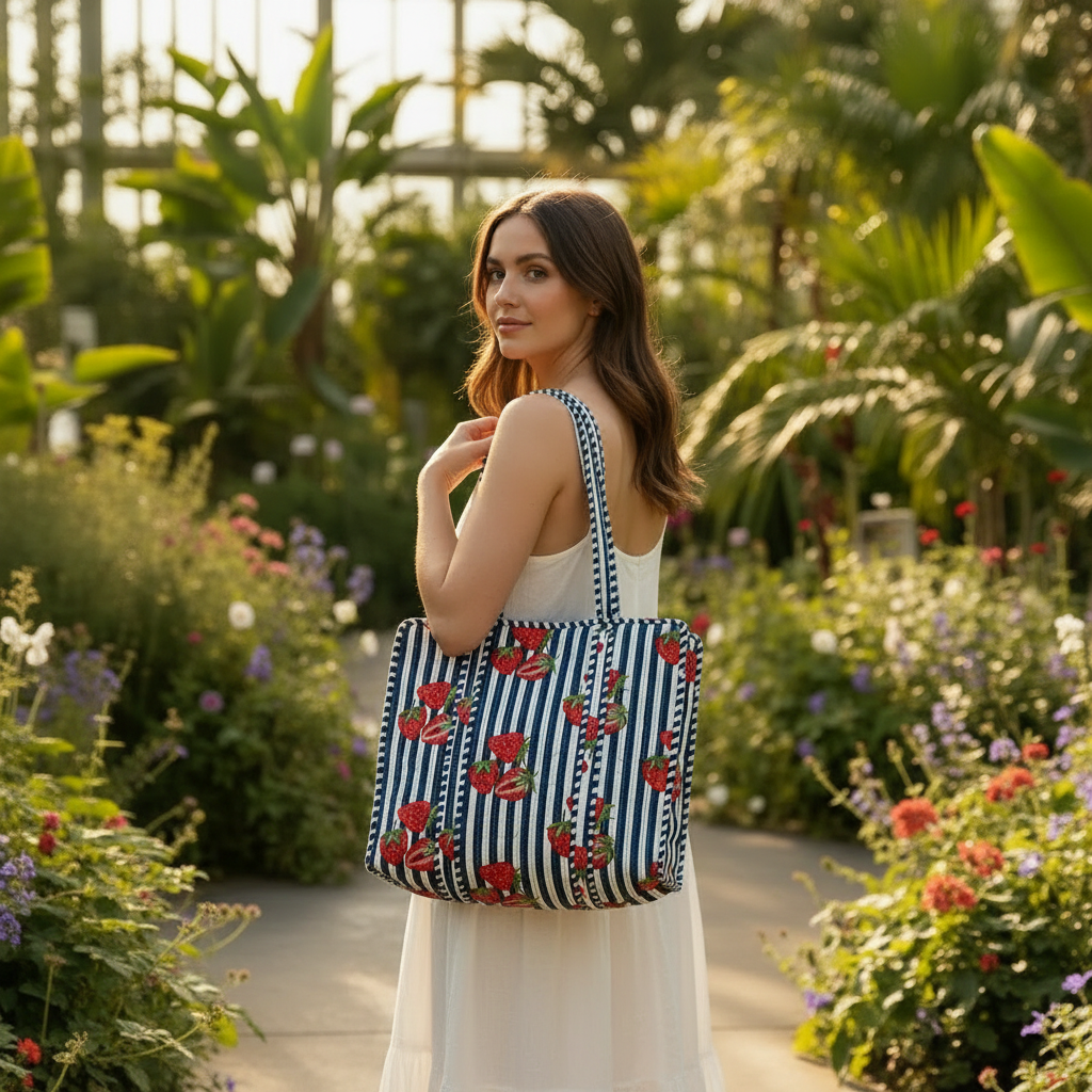 Tote Fresas - Chica jardín hombro